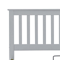 close up of the slatted headboard