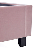 Francis Blush Velvet Ottoman Storage Bed close up of footend