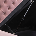 Francis Blush Velvet Ottoman Storage Bed close up of gas lift