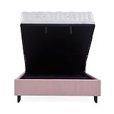 Francis Blush Velvet Ottoman Storage Bed fully opened end view