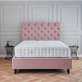 Francis Blush Velvet Ottoman Storage Bed front lifestyle
