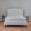 Liberty Natural Upholstered Linen Bed Frame dark wooden legs