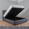 Sofie Upholstered Charcoal Linen Ottoman Storage Bed  opened under bed storage view