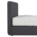 Sofie Upholstered Charcoal Linen Ottoman Storage Bed headboard depth close up
