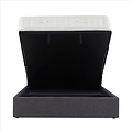 Sofie Upholstered Charcoal Linen Ottoman Storage Bed  fully opened end storage view