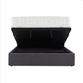 Sofie Upholstered Charcoal Linen Ottoman Storage Bed  opened end storage view
