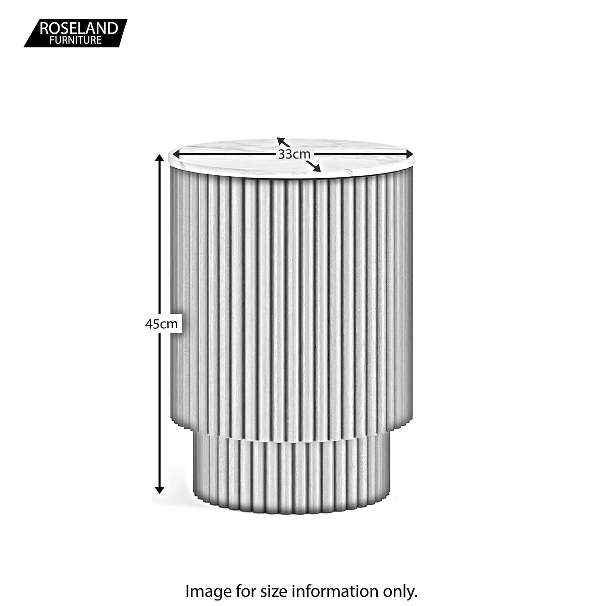 Milo Mango & Marble Fluted Side Table with Door - Size Guide