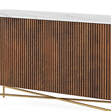Milo Mango & Marble Fluted Sideboard - Close up of front of sideboard