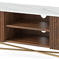 Milo Mango & Marble Fluted Extra Large TV Media Unit - Close up of cable access points and shelves