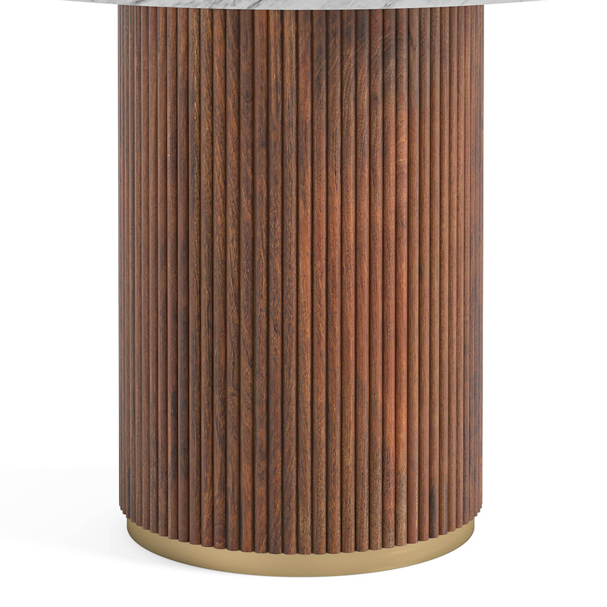 Milo Walnut Stain Marble & Mango Round Fluted Dining Table by Roseland Furniture