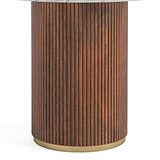 Milo Walnut Stain Marble & Mango Round Fluted Dining Table by Roseland Furniture