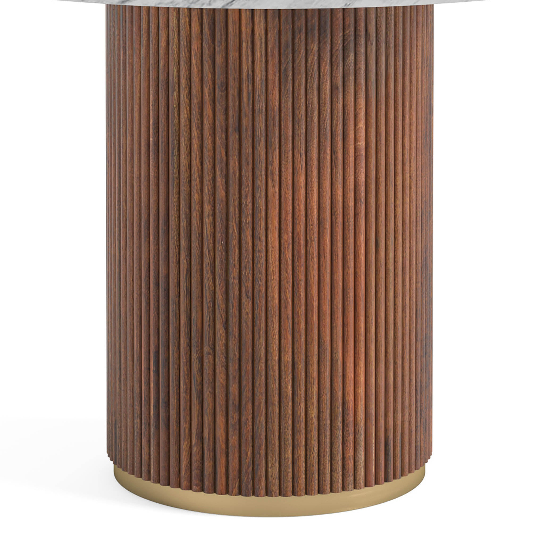 Milo Walnut Stain Marble & Mango Round Fluted Dining Table by Roseland Furniture
