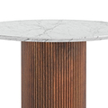 Milo Walnut Stain Marble & Mango Round Fluted Dining Table by Roseland Furniture