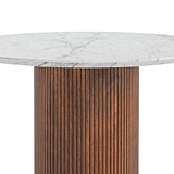 Milo Walnut Stain Marble & Mango Round Fluted Dining Table by Roseland Furniture
