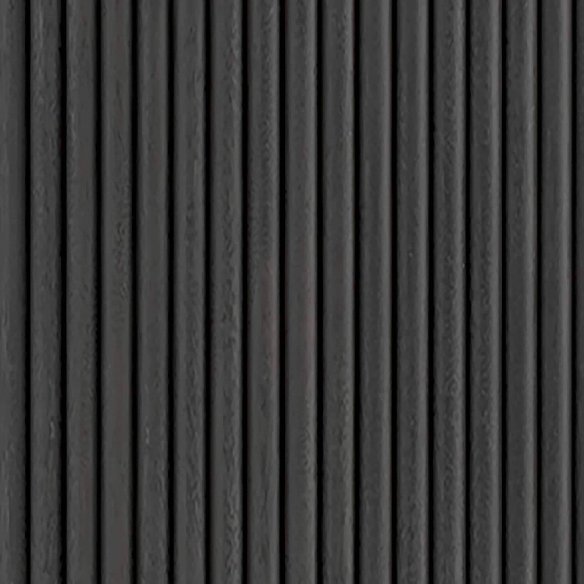 Milo Matt Black Mango & Marble Round Fluted Bedside Table - Close up of fluted side