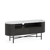 Milo Matt Black Mango & Marble Fluted TV Media Unit by Roseland Furniture