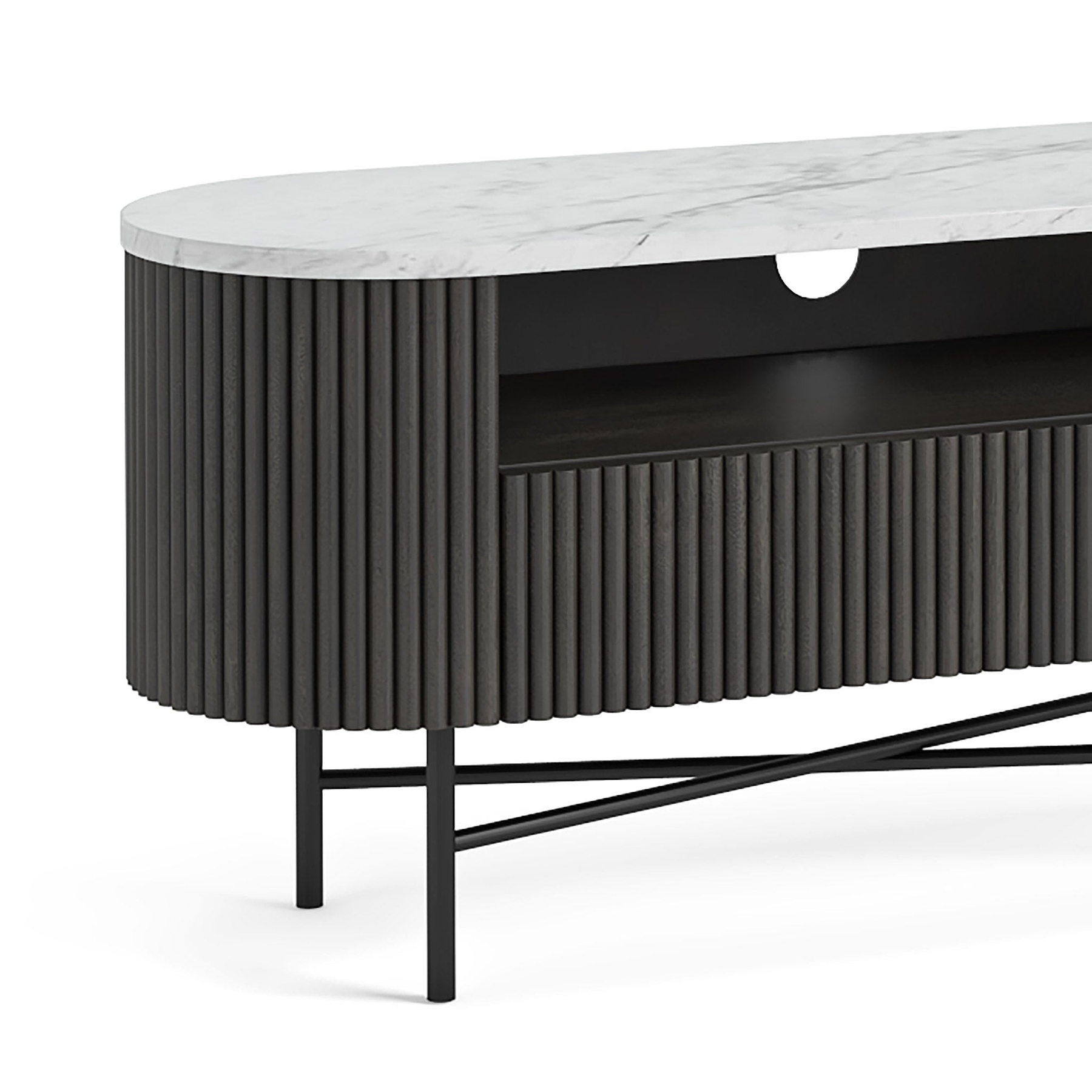 Milo Mango & Marble Fluted TV Media Unit - Close up 