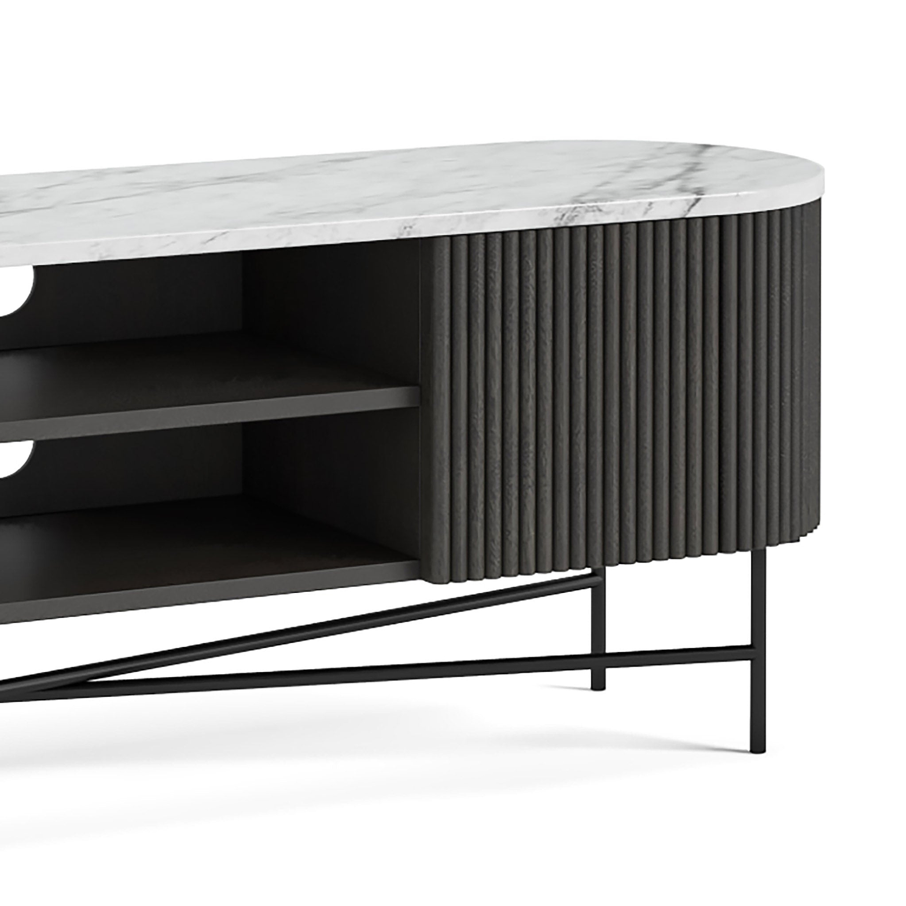 Milo Mango & Marble Fluted Wide TV Media Unit - Close up of front