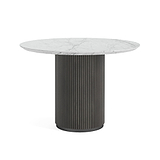 Milo Black Marble & Mango Round Fluted Dining Table by Roseland Furniture