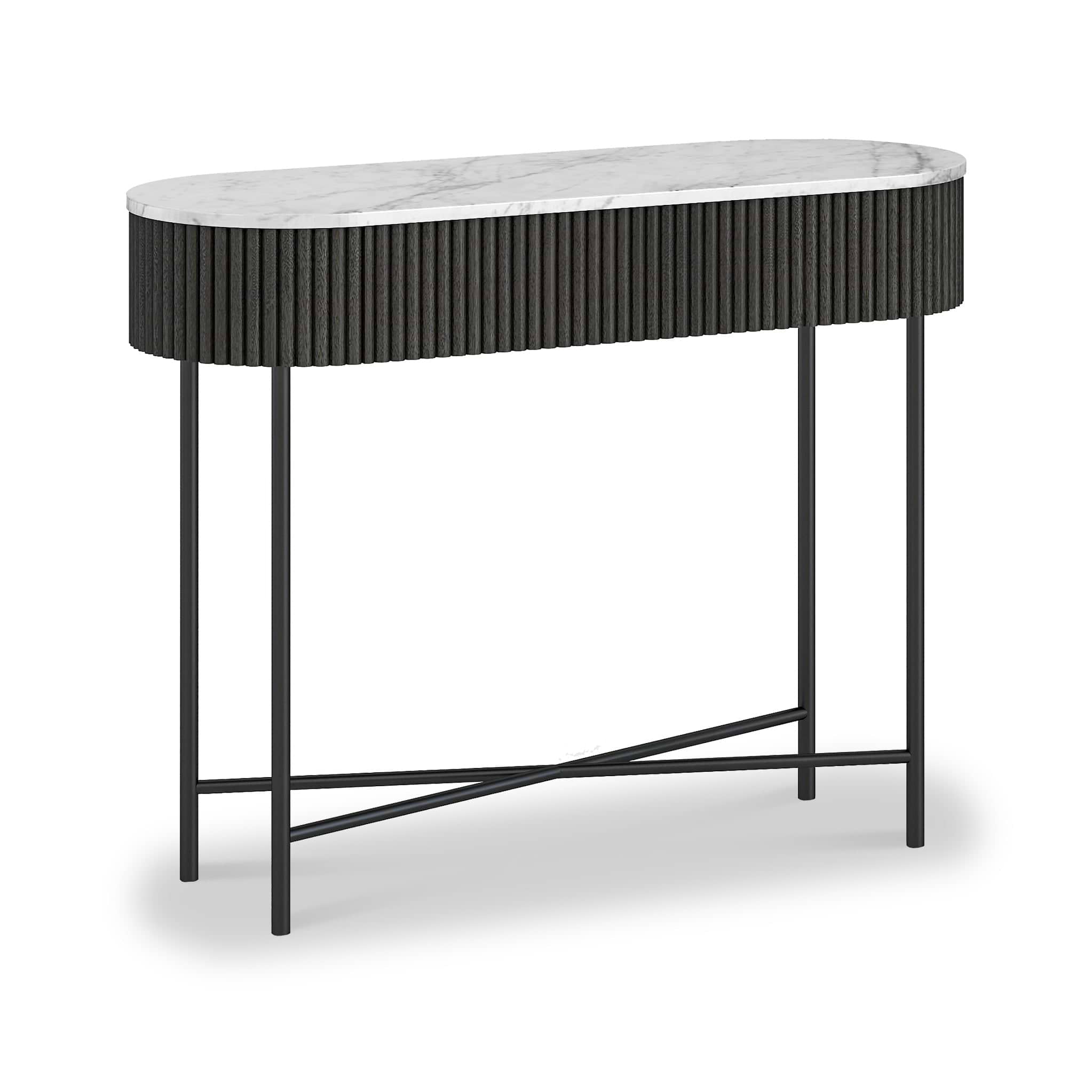 Milo Mango & Marble Black Fluted Console Table from Roseland Furniture