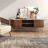 Milo Walnut Stain Mango & Marble Fluted Wide TV Media Unit Lifestyle