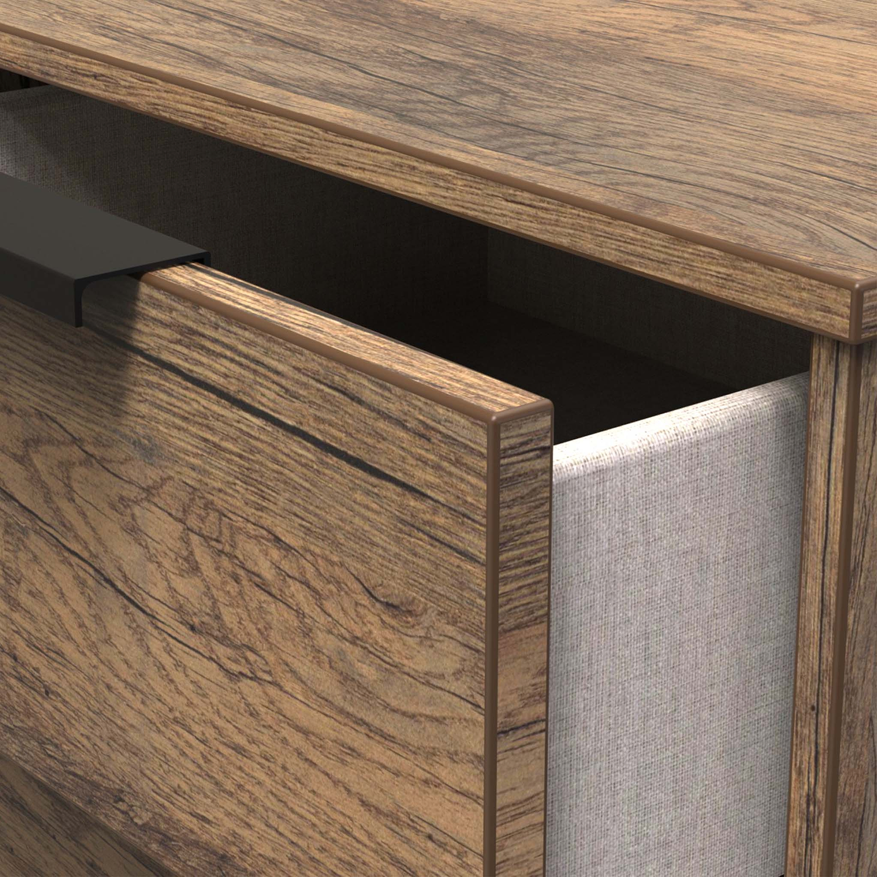 Moreno Rustic Oak 3 Drawer Midi Chest with Black Hairpin Legs