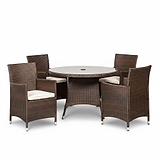 Vada Brown 110cm 4 Seat Rattan Round Dining Set by Roseland Furniture