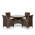Vada Brown 110cm 4 Seat Rattan Round Dining Set  