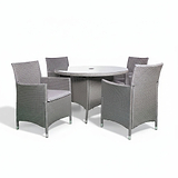 Vada Grey 110cm 4 Seat Rattan Round Dining Set by Roseland Furniture