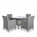 Vada Grey 110cm 4 Seat Rattan Round Dining Set  