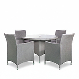 Vada Grey 110cm 4 Seat Rattan Round Dining Set  