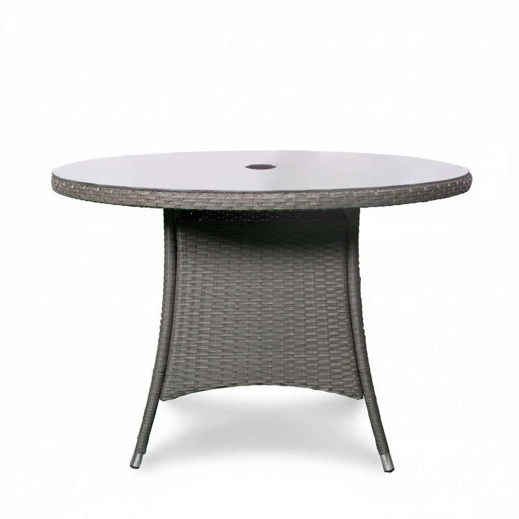 Vada Grey 110cm 4 Seat Rattan Round Dining Set