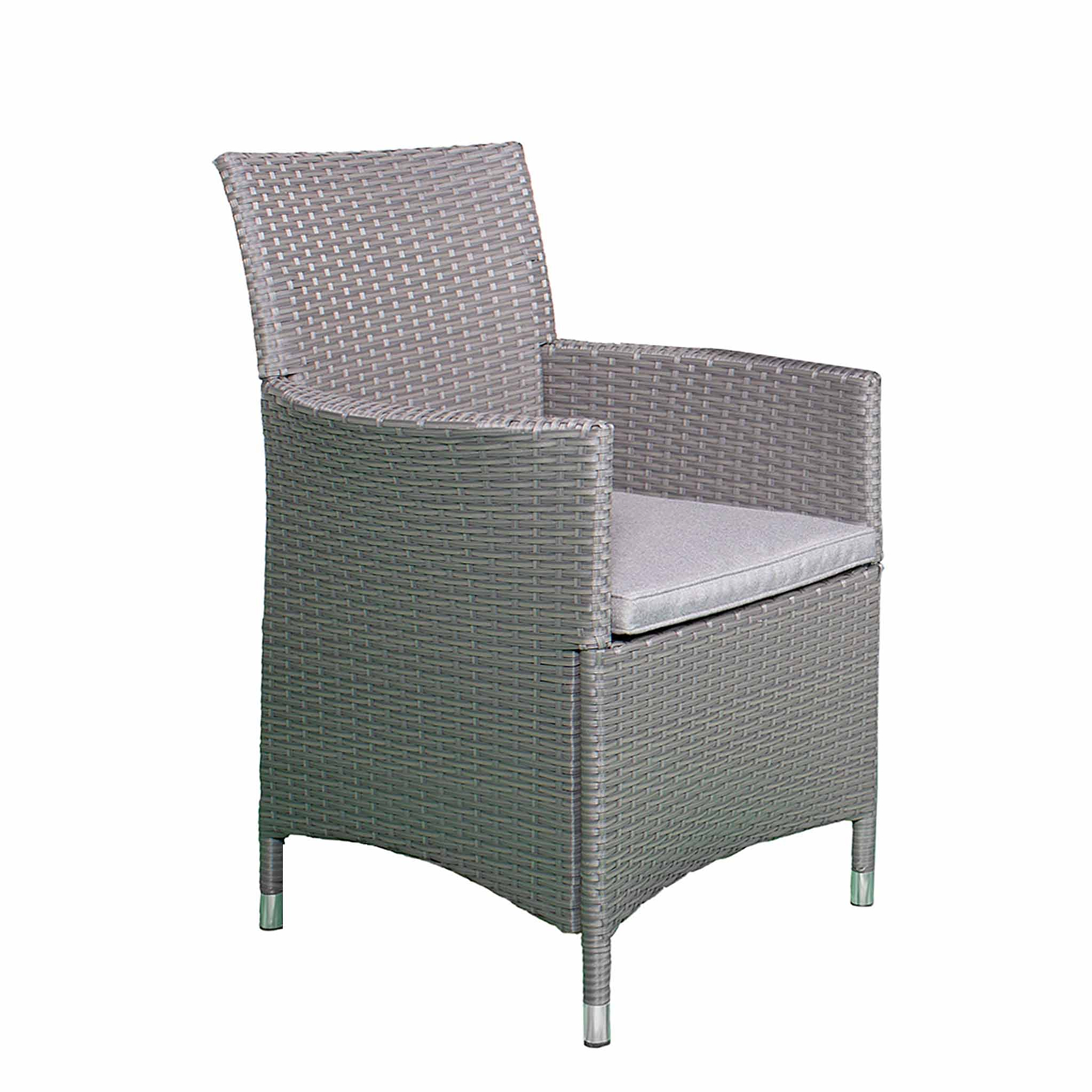 Vada 150cm 6 Seat Rattan Rectangular Dining Set - Grey
