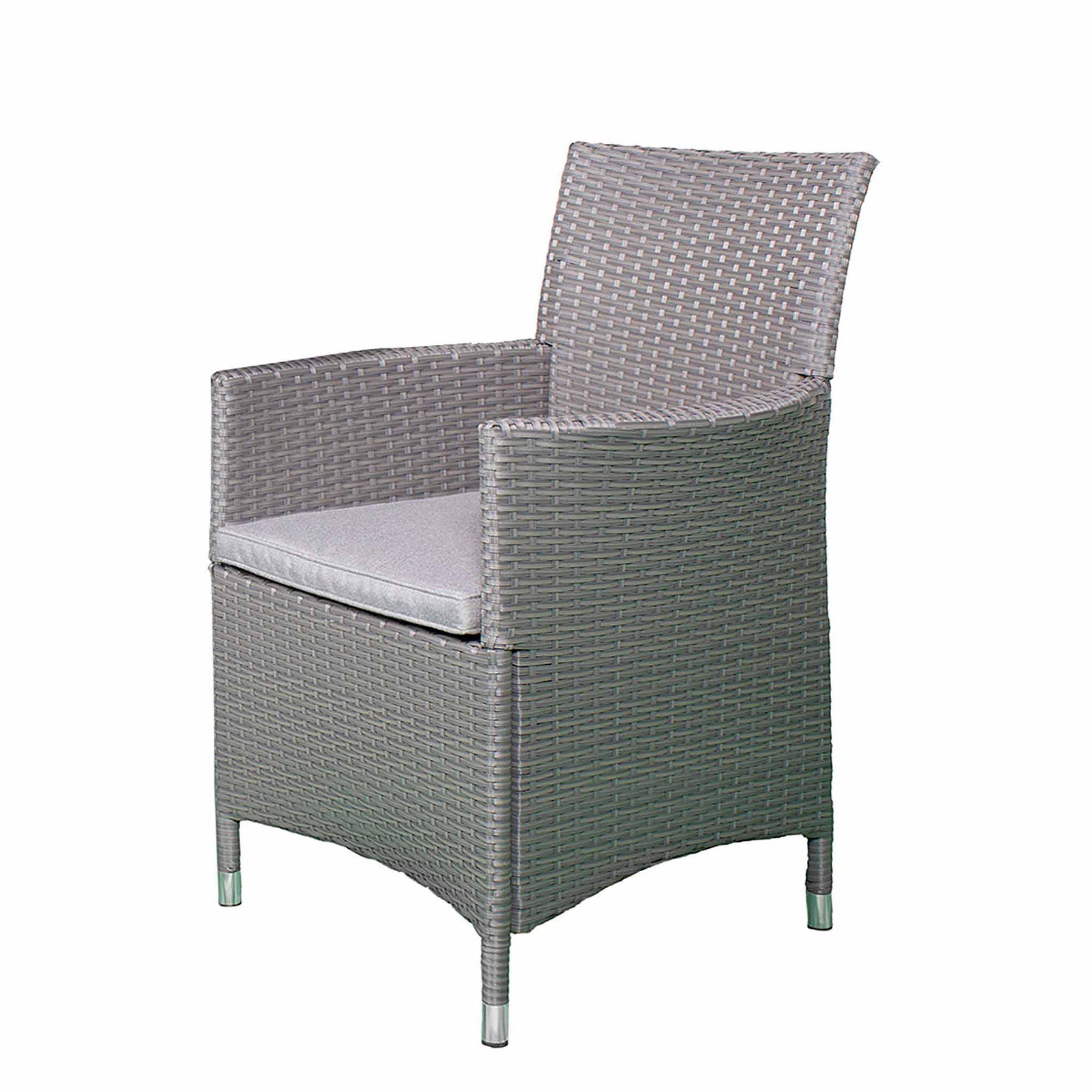 Vada 150cm 6 Seat Rattan Rectangular Dining Set - Grey