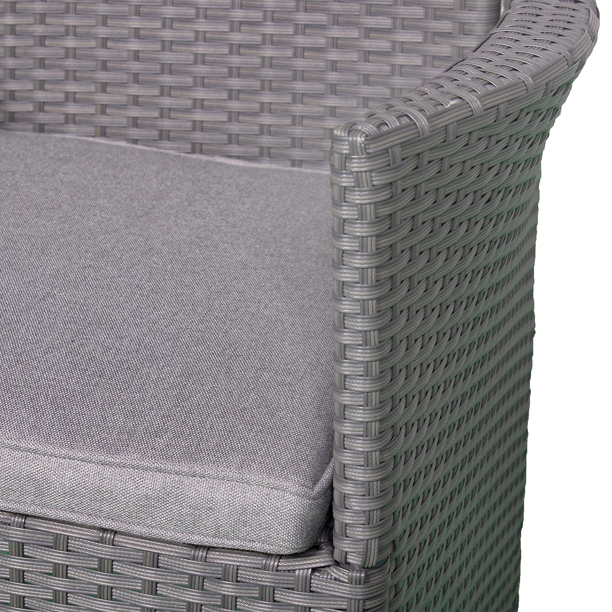 Vada 110cm 4 Seat Rattan Round Dining Set - Grey