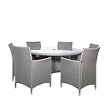Vada 140cm 6 Seat Rattan Round Dining Set - Grey