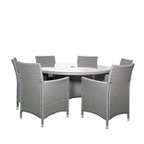 Vada 140cm 6 Seat Rattan Round Dining Set - Grey