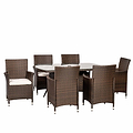 Vada 150cm 6 Seat Rattan Rectangular Dining Set - Brown