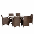 Vada 150cm 6 Seat Rattan Rectangular Dining Set - Brown