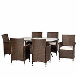 Vada 150cm 6 Seat Rattan Rectangular Dining Set - Brown