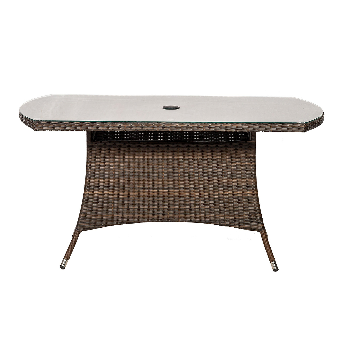 Vada 150cm 6 Seat Rattan Rectangular Dining Set - Brown