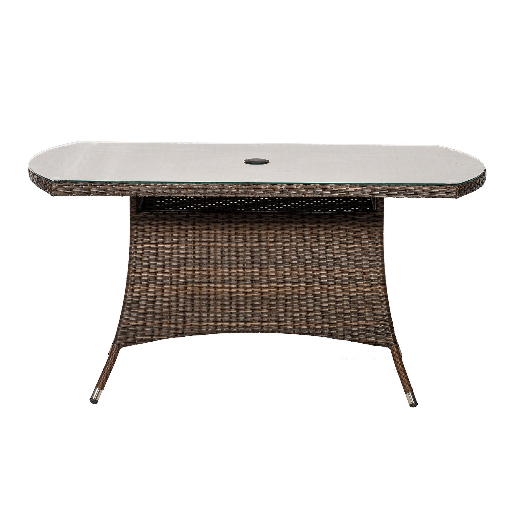 Vada 150cm 6 Seat Rattan Rectangular Dining Set - Brown