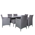 Vada 150cm 6 Seat Rattan Rectangular Dining Set - Grey