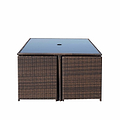 Vada 4 Seat Rattan Cube Set - Brown - Chairs tucked away