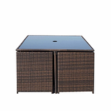 Vada 4 Seat Rattan Cube Set - Brown - Chairs tucked away