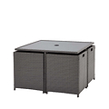 Vada 4 Seat Rattan Cube Set - Grey - Chairs tucked away
