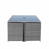 Vada 4 Seat Rattan Cube Set - Grey - Chairs tucked away
