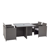 Vada 4 Seat Rattan Cube Set - Grey  