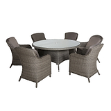Paris 6 Seat 140cm Lux Rattan Garden Dining Set from Roseland Home Furniture