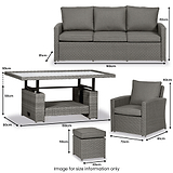 Paris Rattan Seven Seater Deluxe Sofa Dining Set dimensions